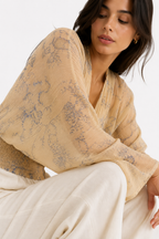 Oversized Batwing V-Neck Blouse