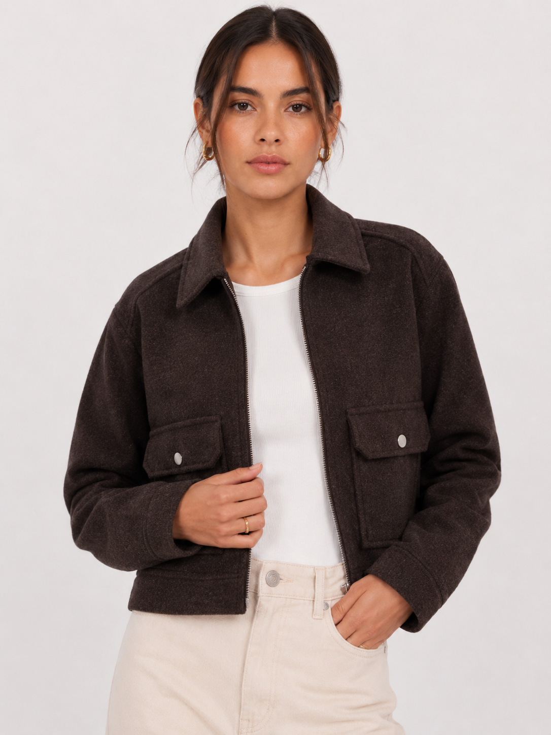 Collared Zip-Front Jacket