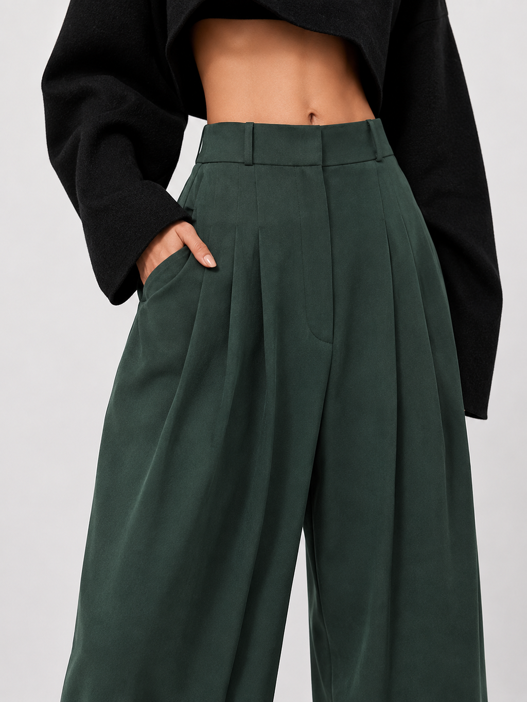 Relaxed High-Waist Wide-Leg Trousers