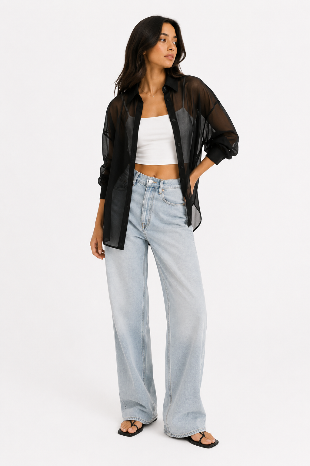 Sheer Organza Relaxed Shirt