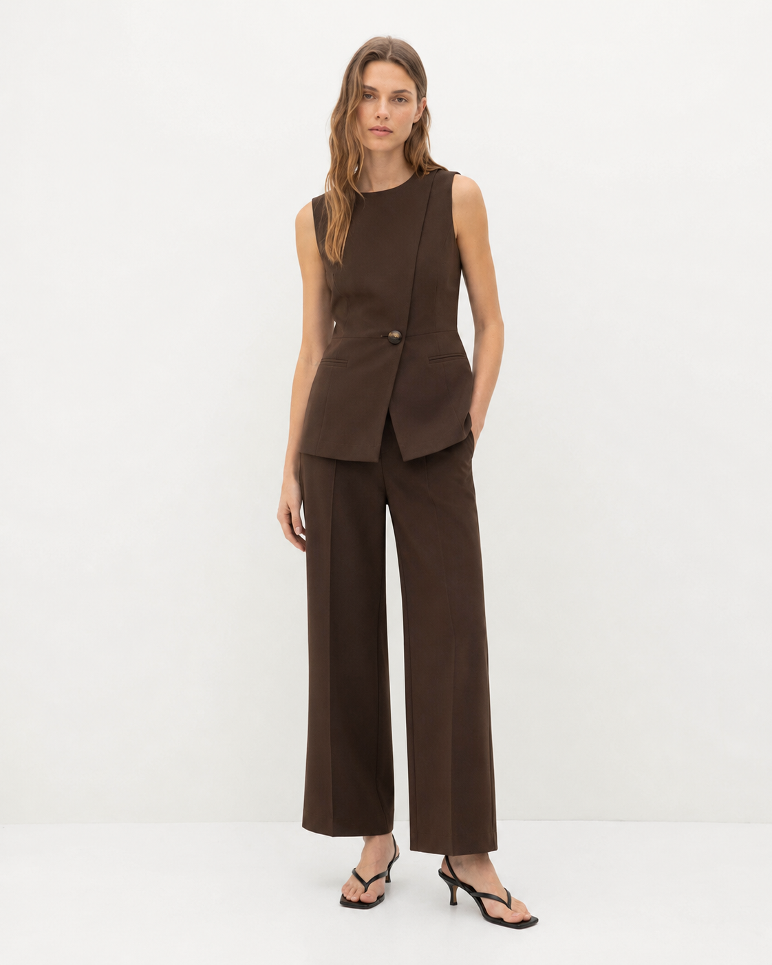 Asymmetric Waistcoat Two-Piece Set