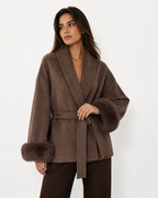Plush-Trim Open-Front Jacket