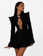Long-Sleeve Cut-Out Mini Dress