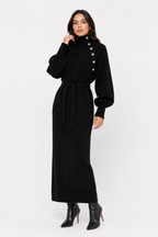 Belted High-Neck Maxi Dress
