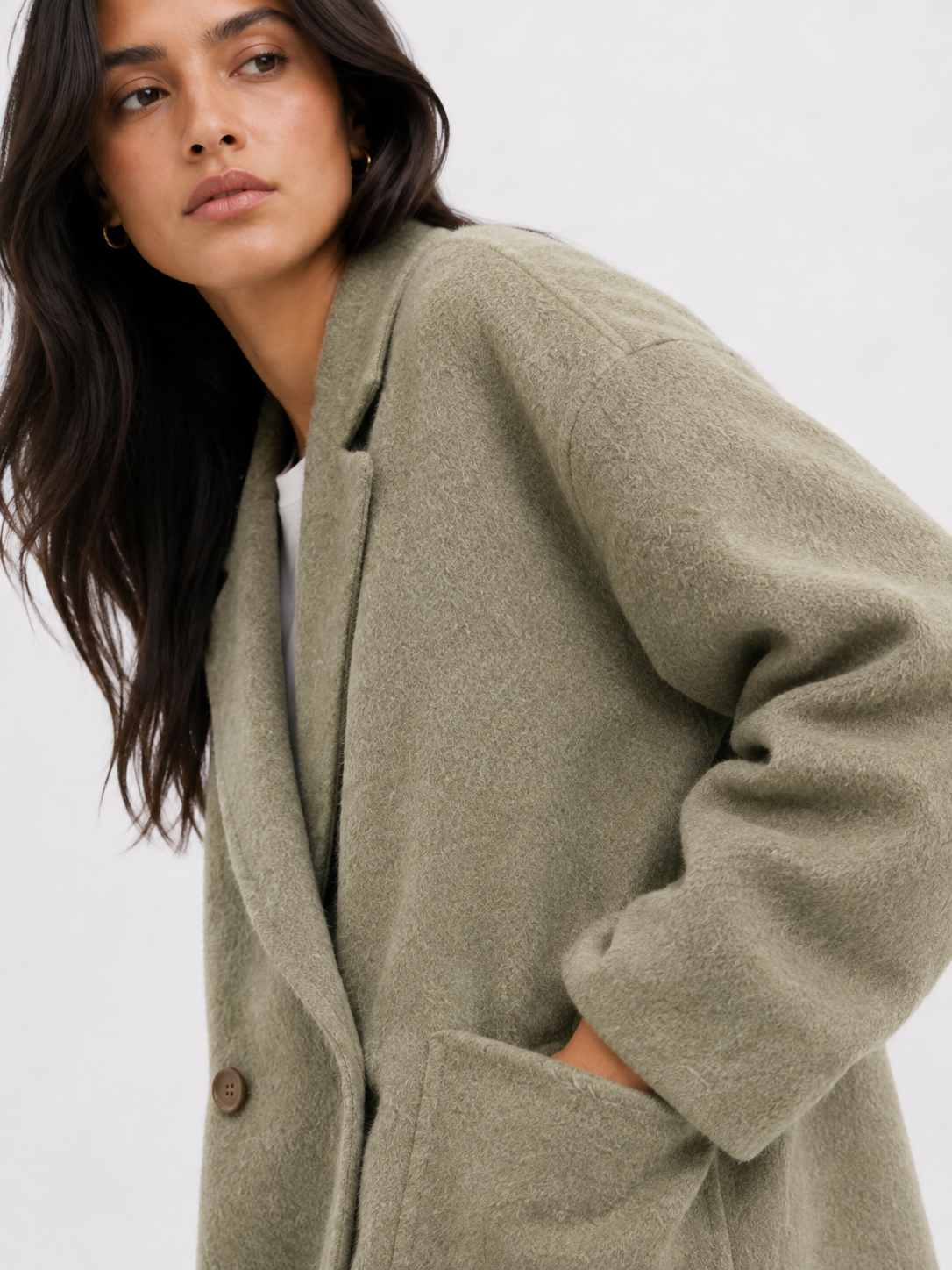 Double-Breasted Textured Short Coat