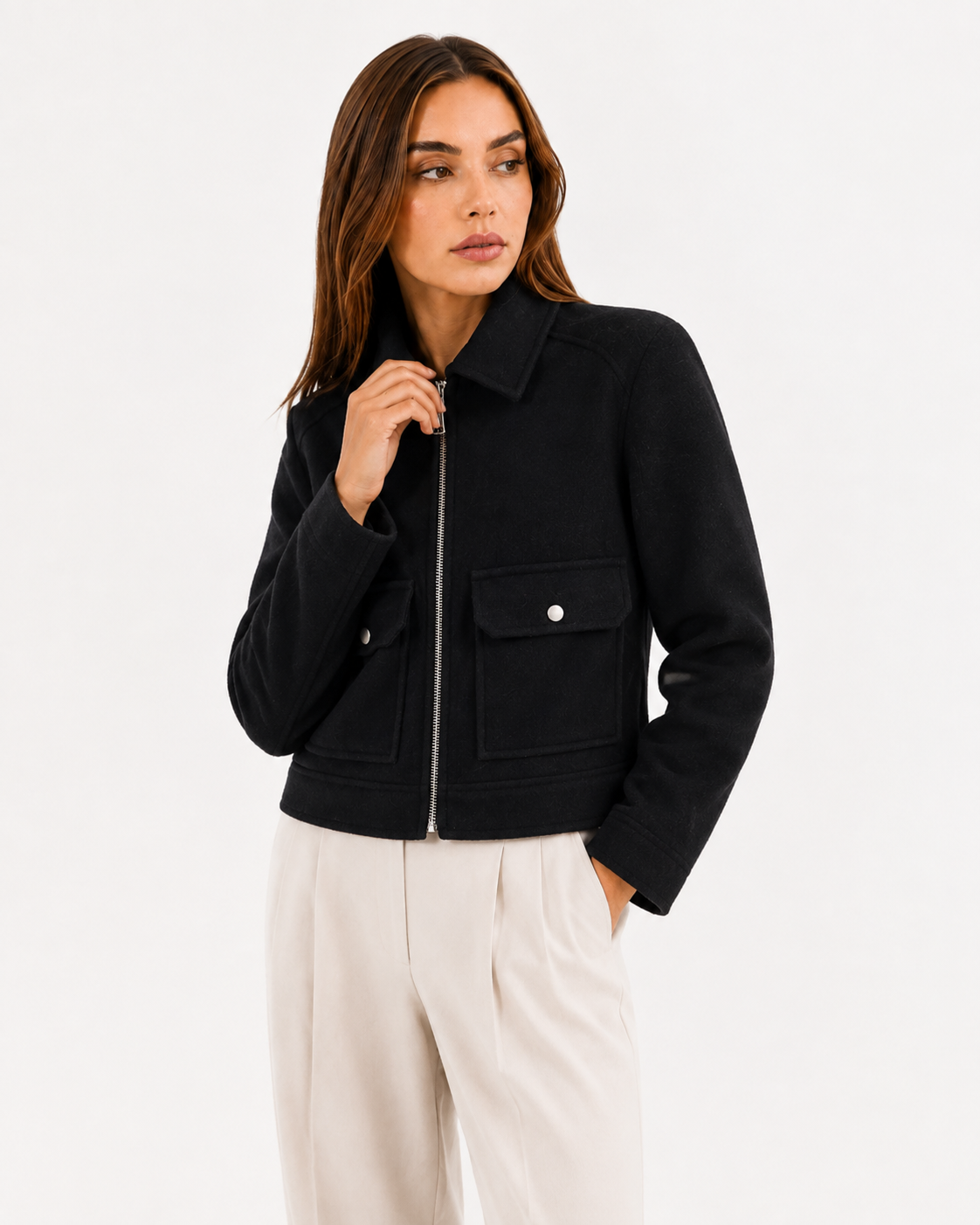 Collared Zip-Front Jacket