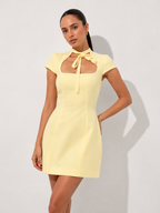 Bow-Collar Sleeveless Mini Dress