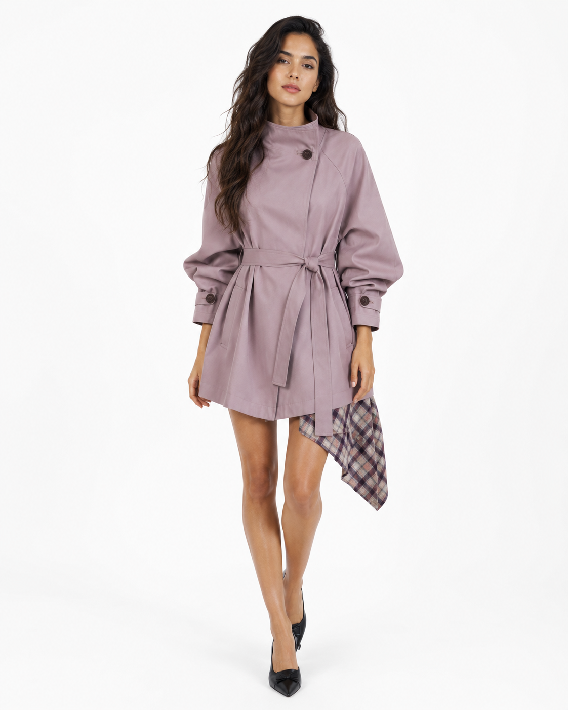 High-Collar Mid-Length Coat