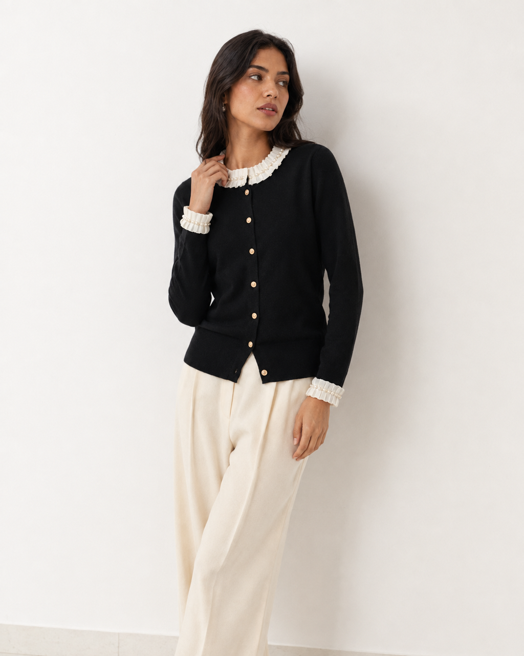 Embellished Round-Neck Cardigan