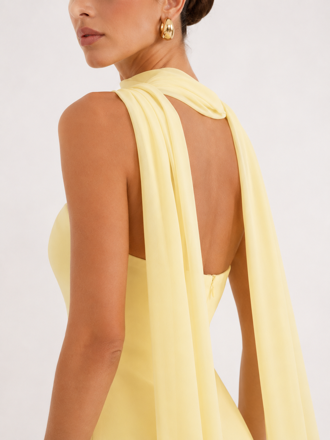 Asymmetric-Overlay Strapless Maxi Dress