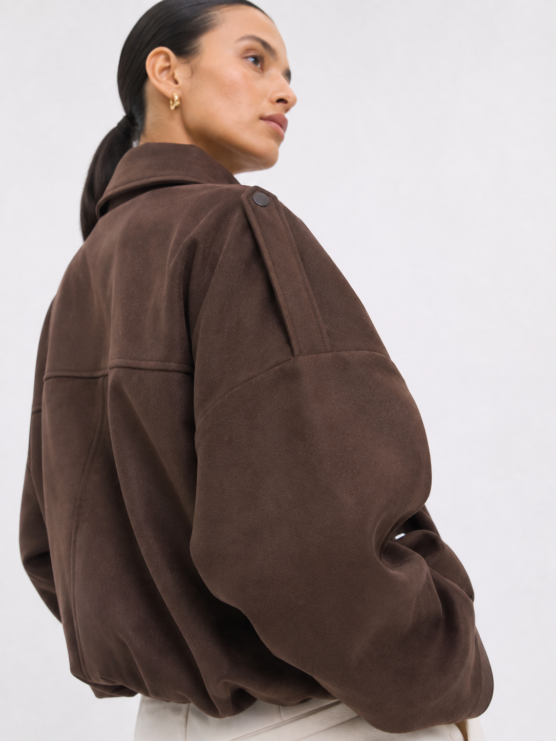 Relaxed Collared Bomber Jacket