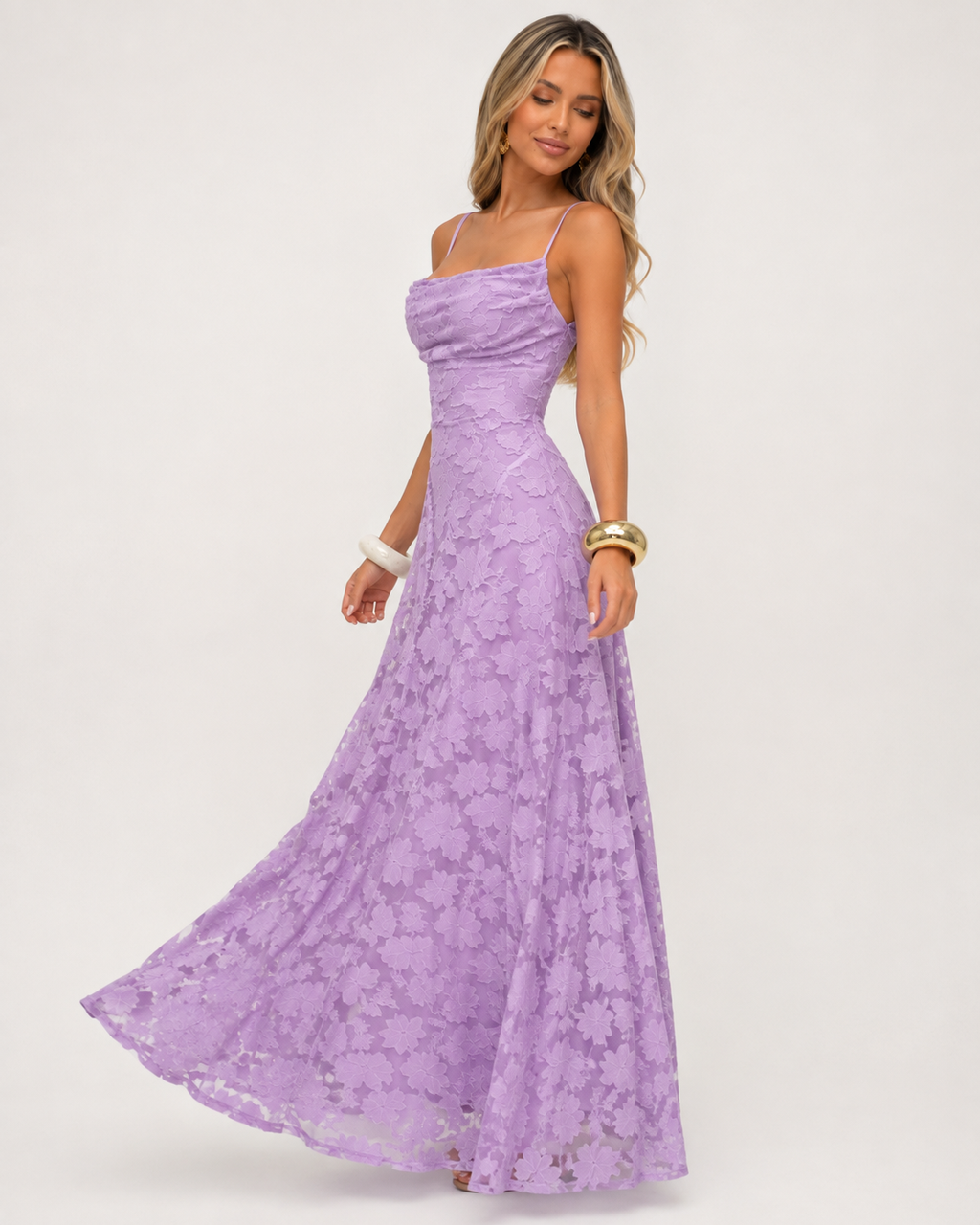 Backless Jacquard Chiffon Maxi Dress