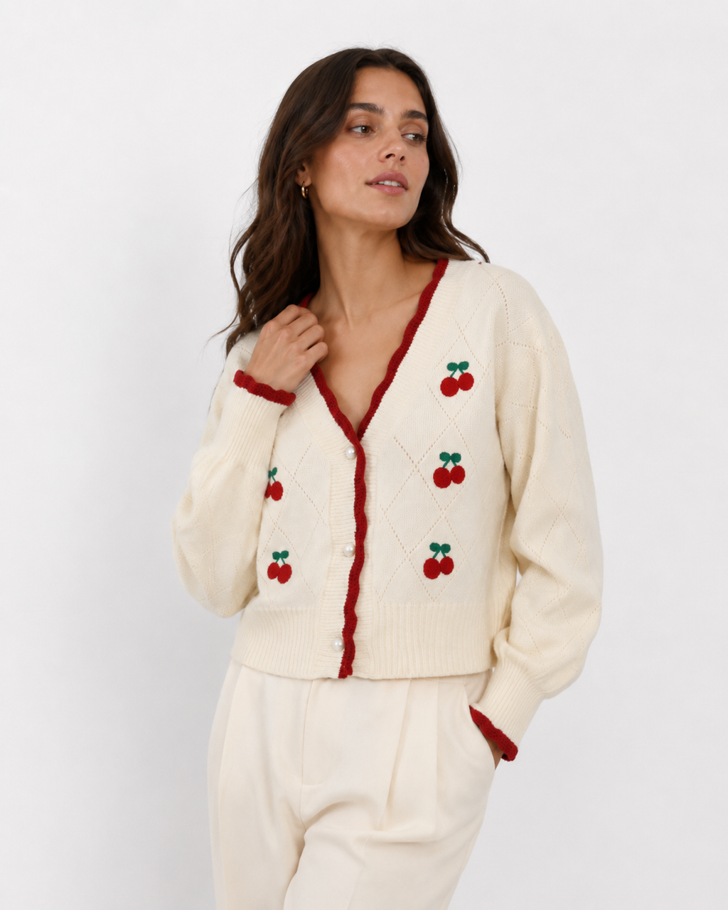 Openwork V-Neck Cardigan