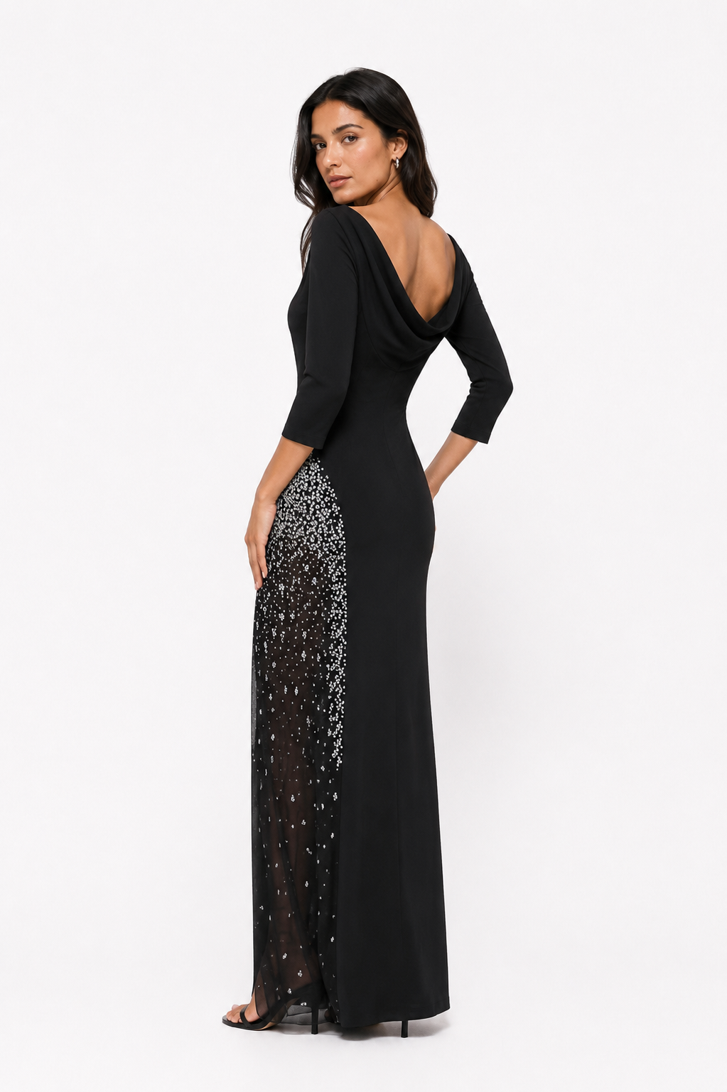 Off-Shoulder Embellished-Slit Evening Gown