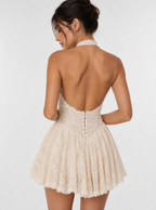 Lace Halter A-Line Mini Dress