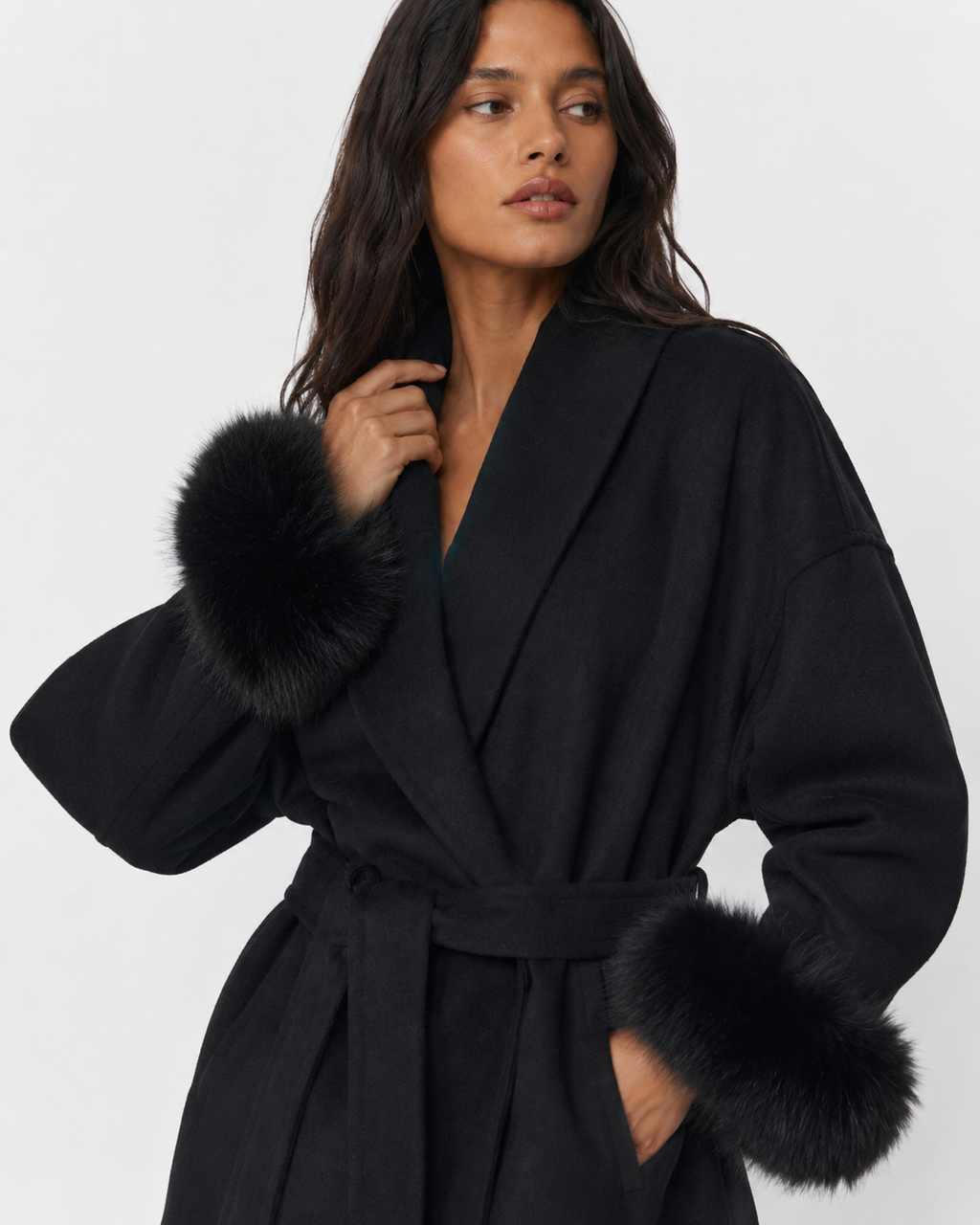 Plush-Trim Open-Front Jacket