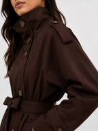 Cropped Funnel-Neck Trench Jacket