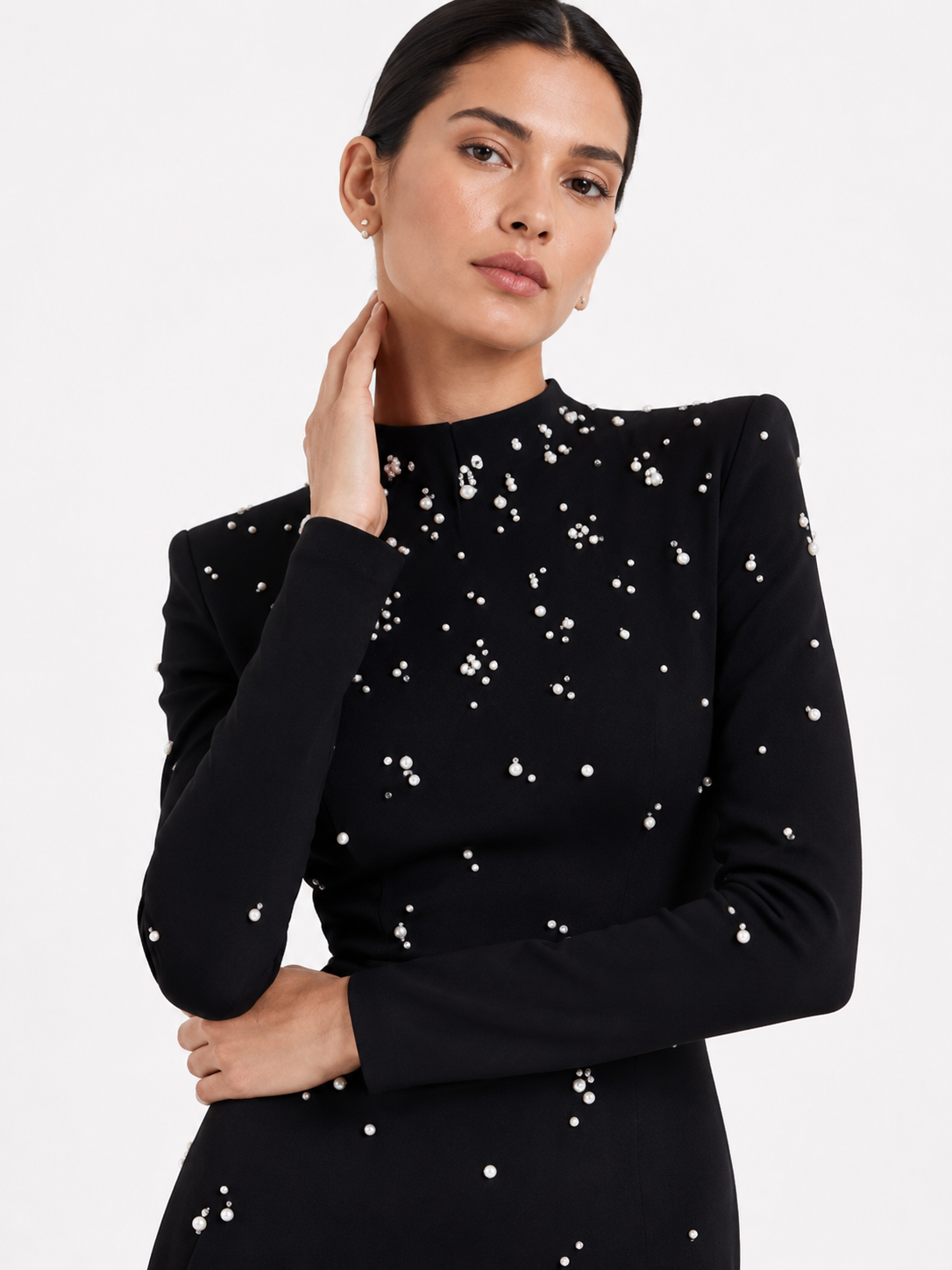 Embellished High-Neck Maxi Dress