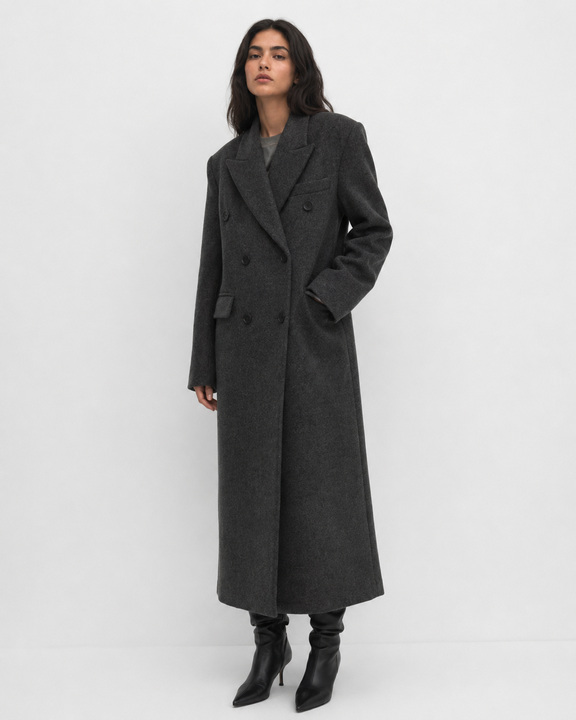 Structured High-Collar Longline Coat