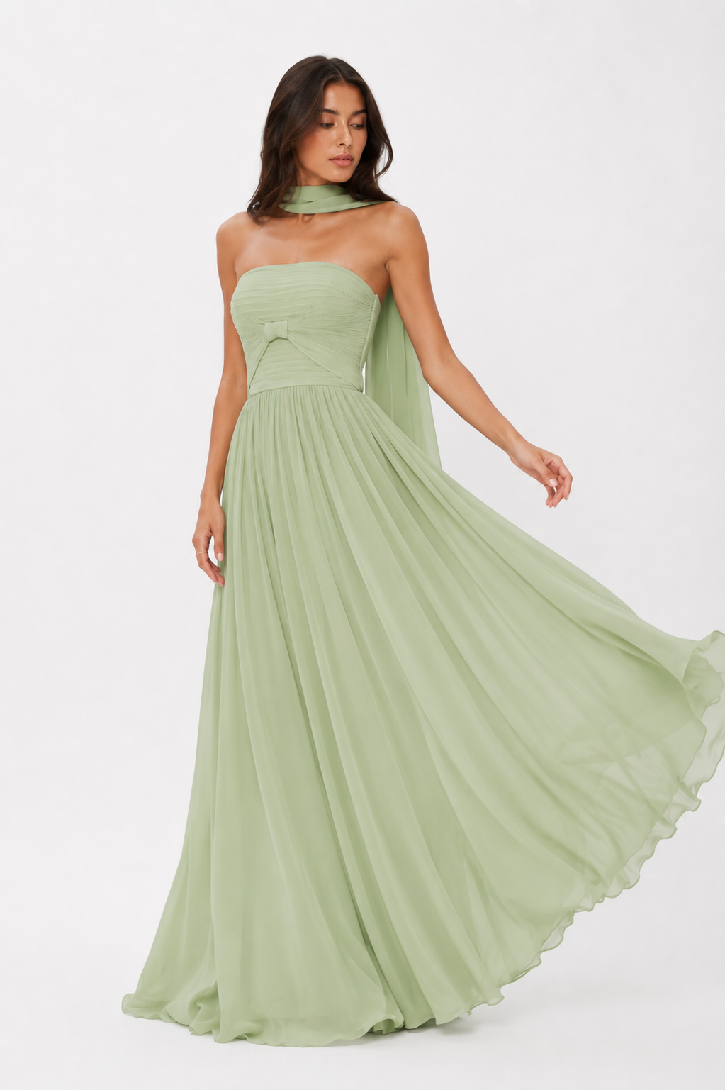 Pleated Halter Maxi Dress