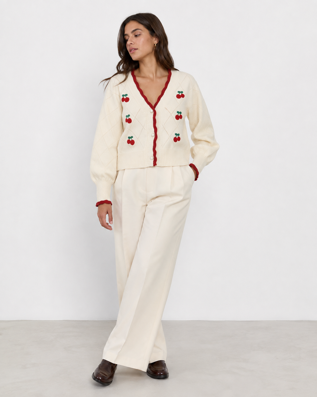 Openwork V-Neck Cardigan