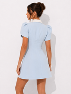 Collared Button-Detail Mini Dress