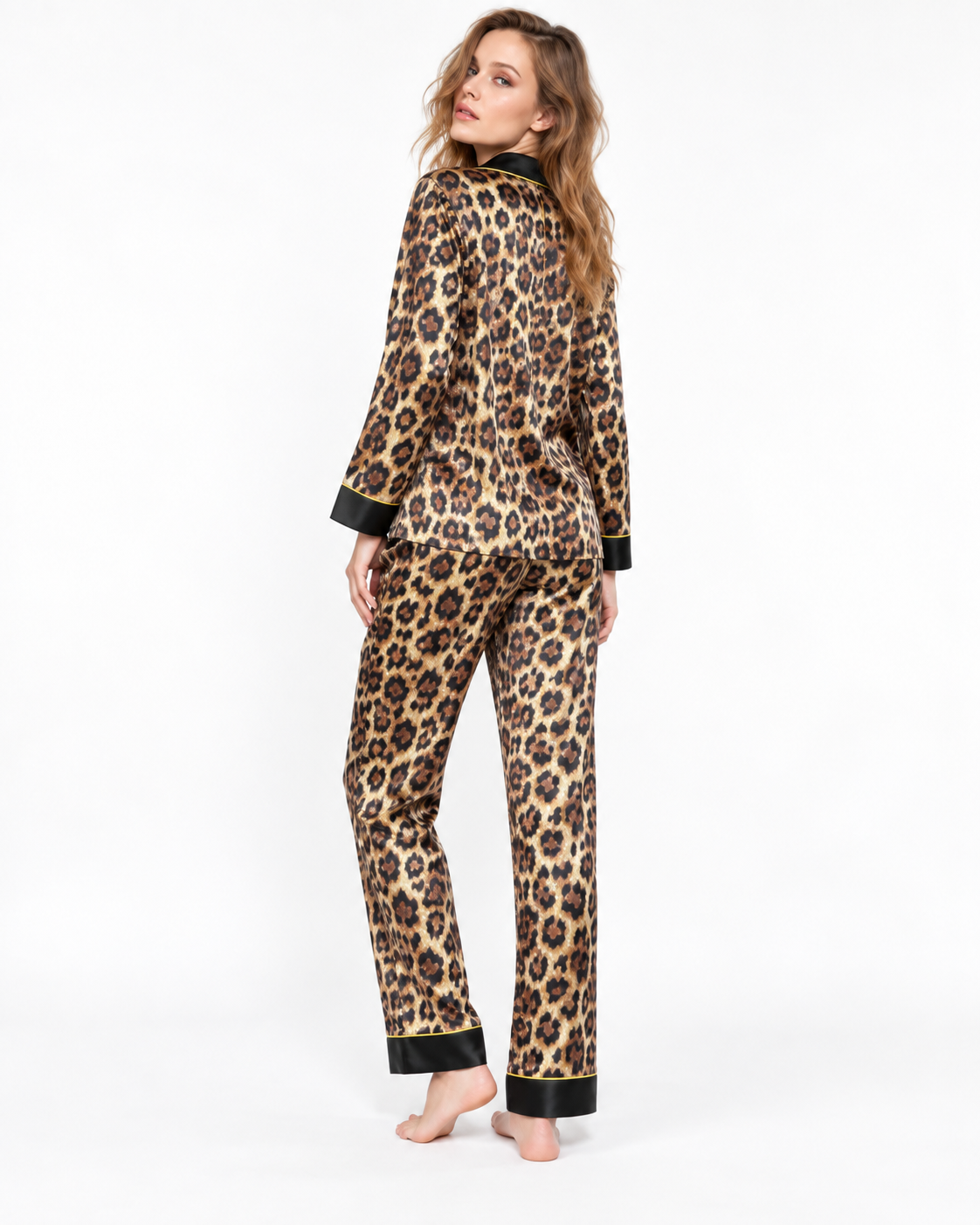 Polka-Dot Long Pyjama Set with Bow Detail