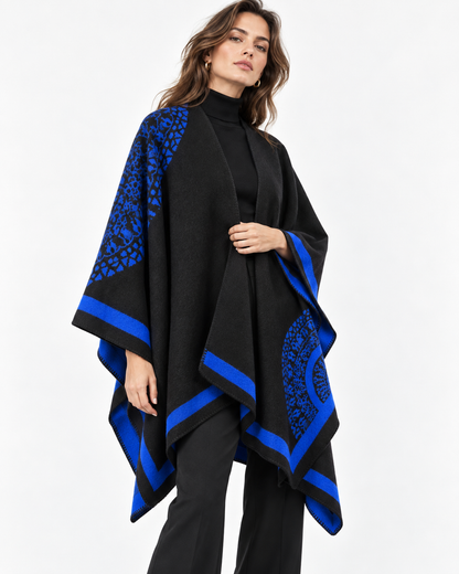Printed Slit Cape Shawl
