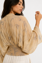 Oversized Batwing V-Neck Blouse