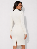 Long-Sleeve Sculpted Midi Dress