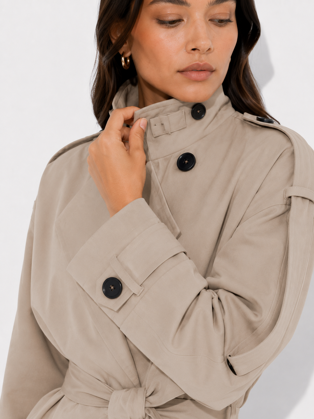 Belted Cropped Trench Jacket