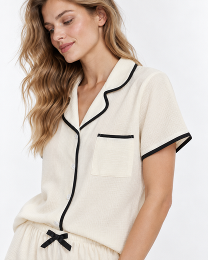 Contrast-Trim Short Pyjama Set