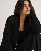 Scarf-Collar Knit Cardigan