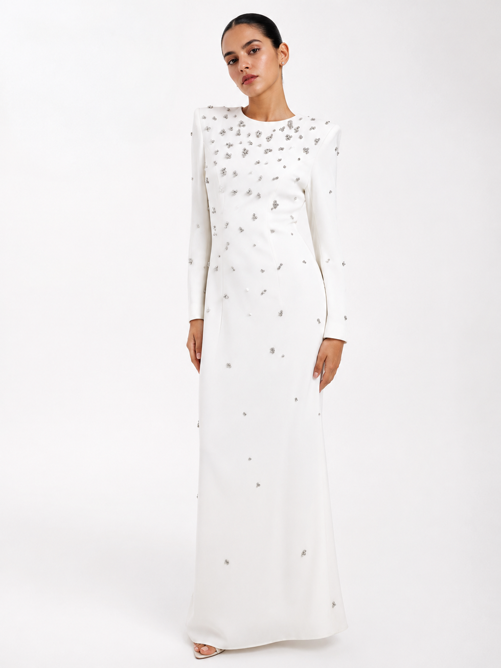 Embellished High-Neck Maxi Dress