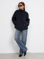 High-Collar Buttoned Jacket