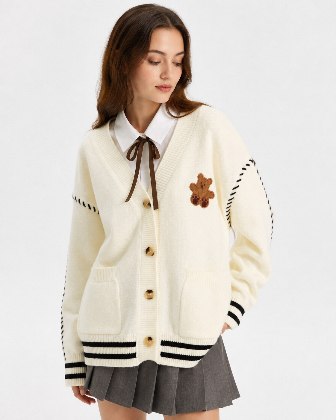 Embroidered V-Neck Cardigan