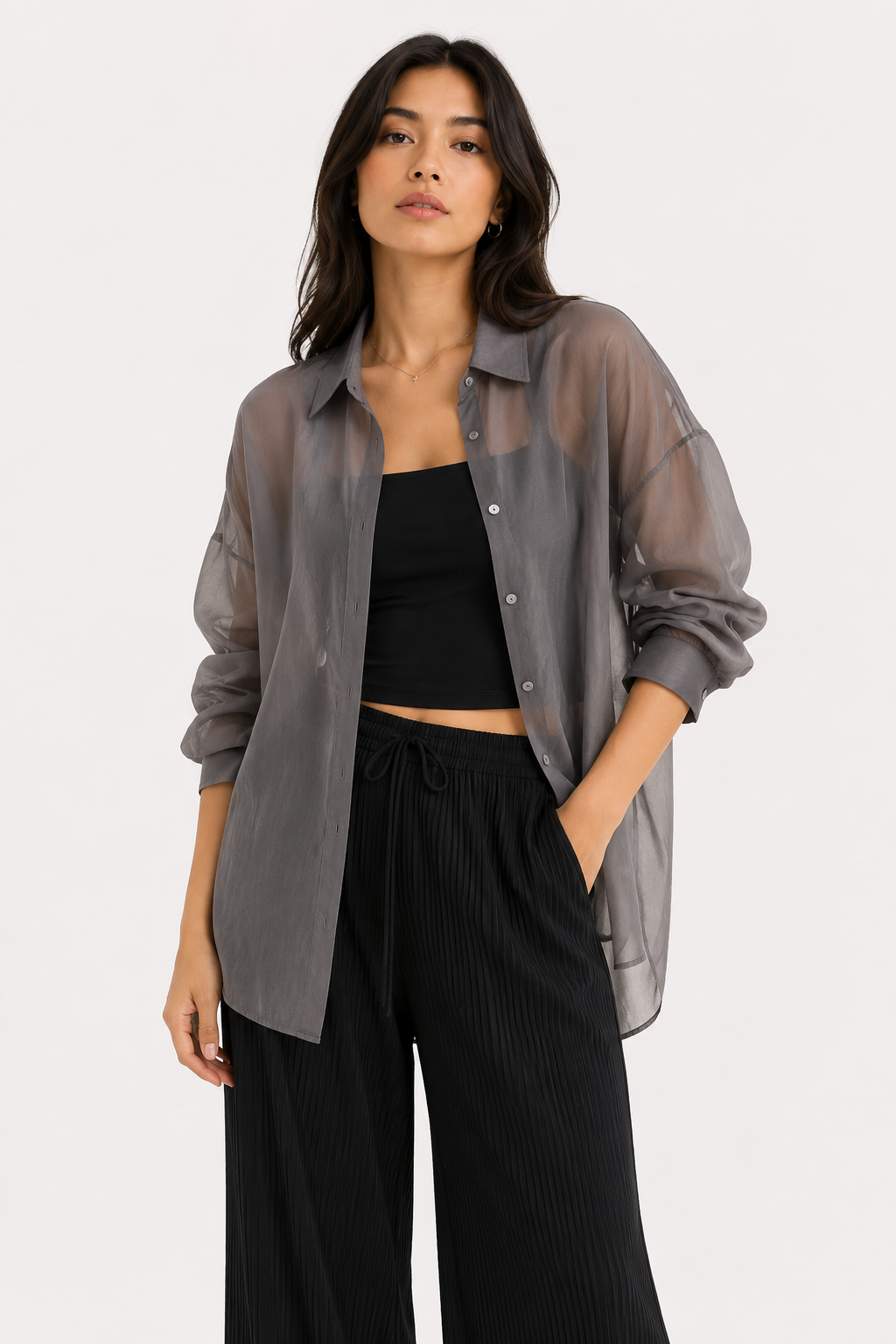 Sheer Organza Relaxed Shirt