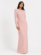 Embellished High-Neck Maxi Dress