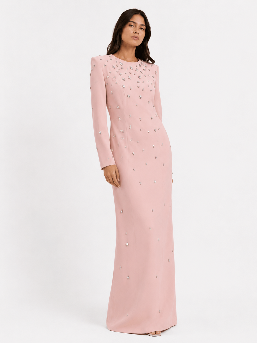 Embellished High-Neck Maxi Dress
