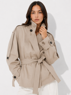 Belted Cropped Trench Jacket