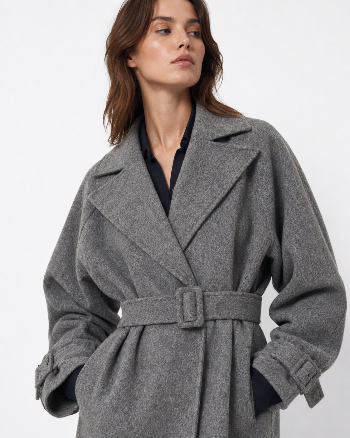 Extra-Long Belted Wrap Coat