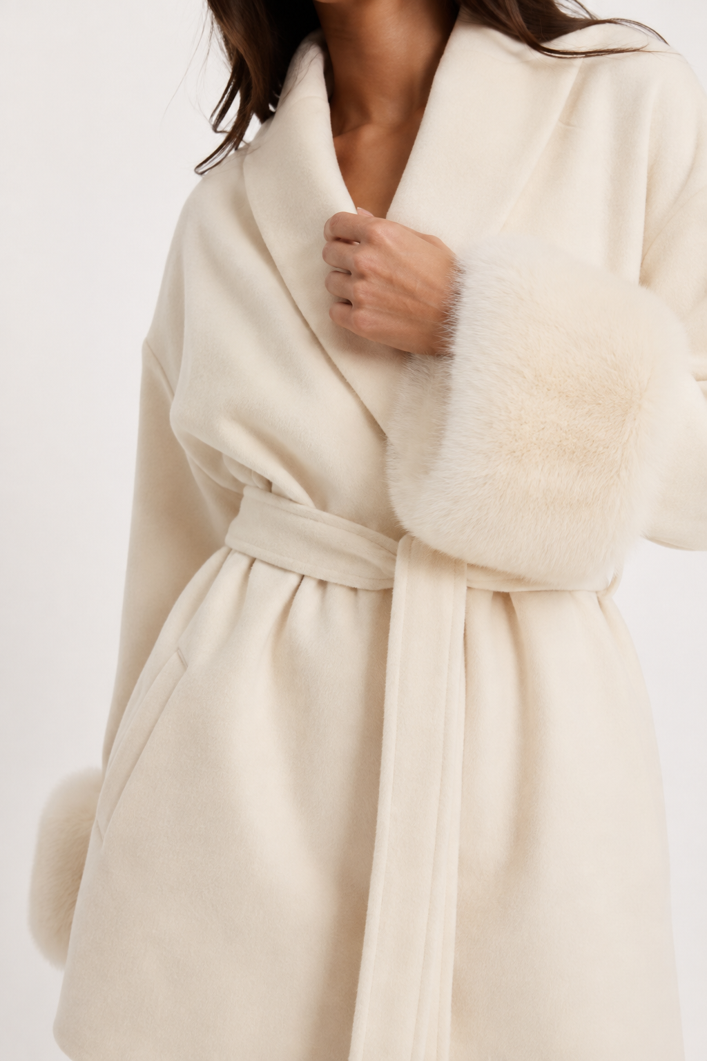 Plush-Trim Open-Front Jacket