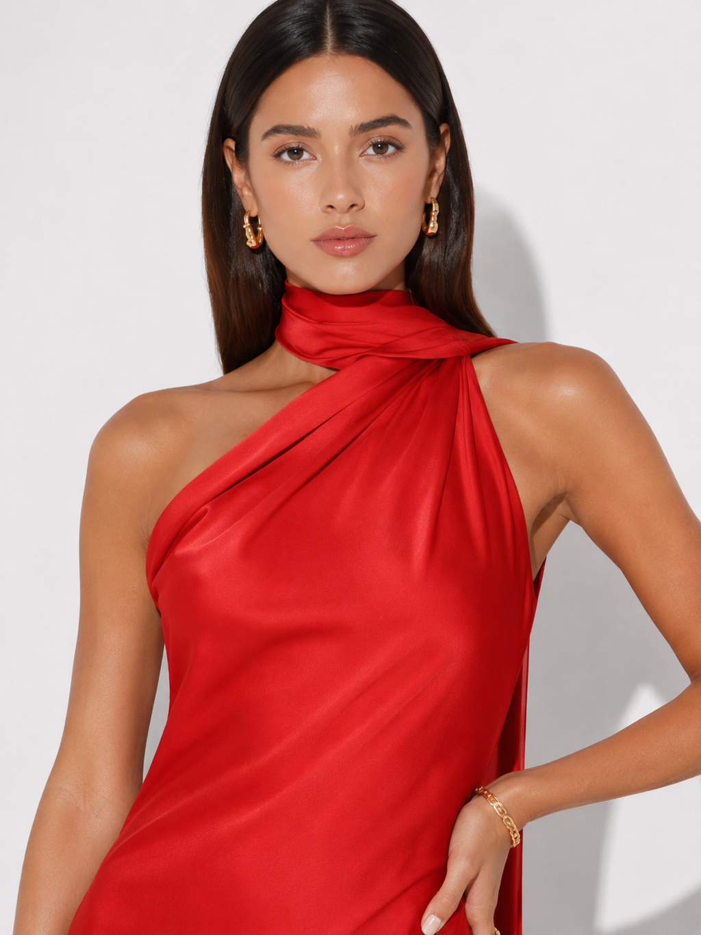 Draped Halter Train Maxi Dress