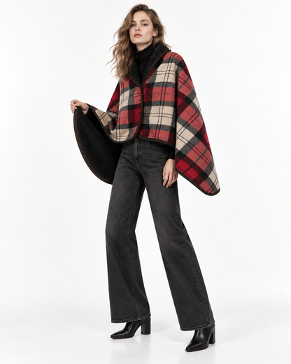 Double-Layer Tartan Blanket Scarf