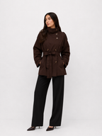 Cropped Funnel-Neck Trench Jacket