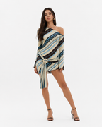 Striped Side-Tie Tunic Mini Dress