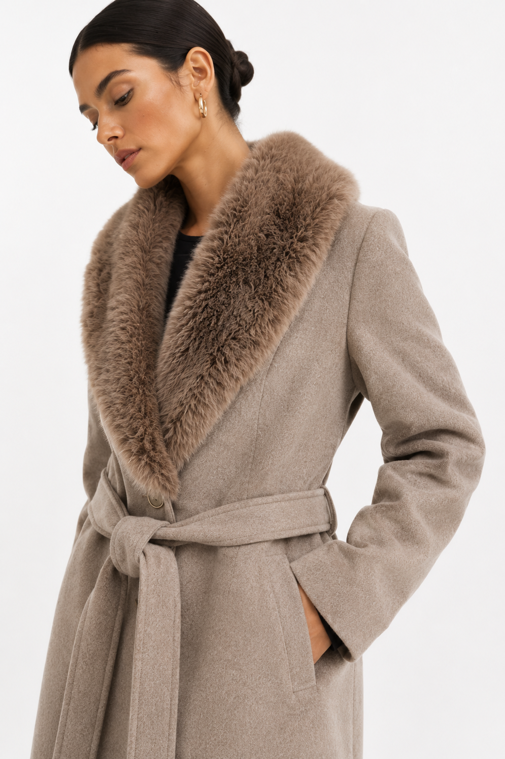 Belted Bordeaux Longline Coat