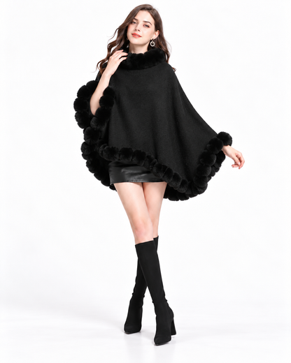 Trimmed Round-Neck Poncho