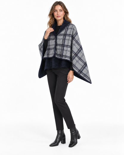 Double-Layer Tartan Blanket Scarf