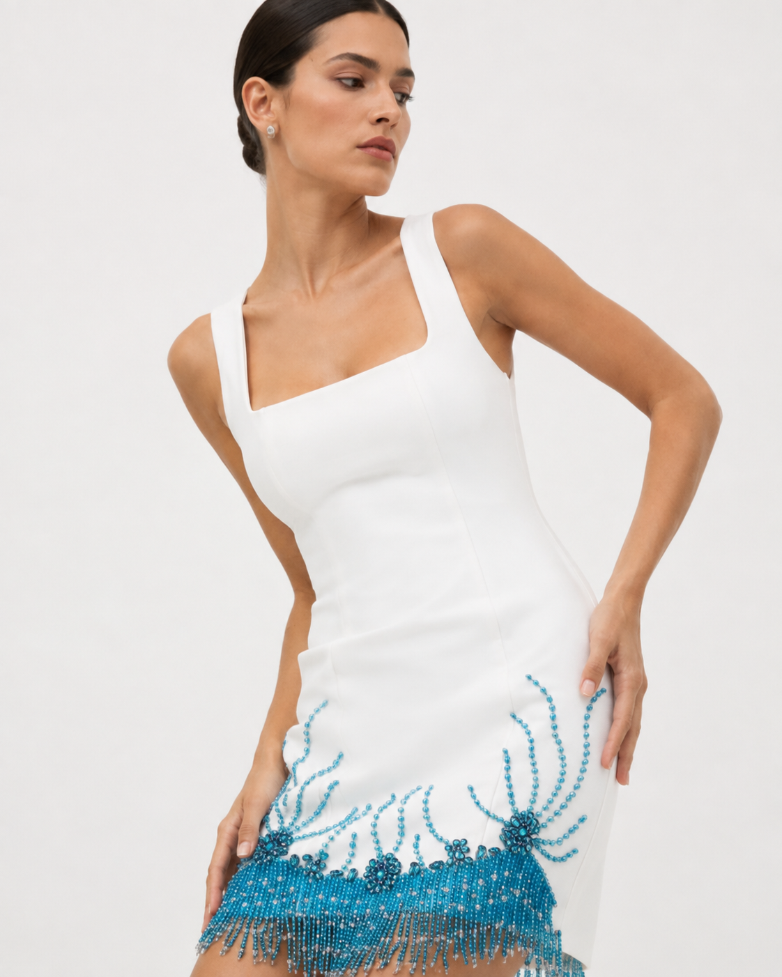 Beaded Tassel Bodycon Mini Dress